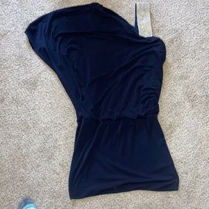 Navy Dress One Shoulder